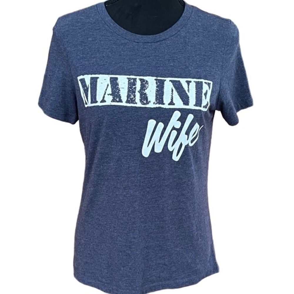 Thread Tank Designs “ Marine Wife” blue tee shirt